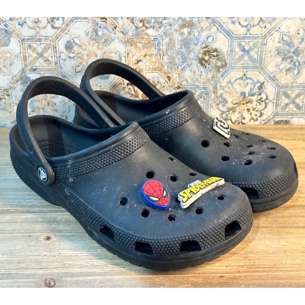 Crocs Classic Clogs Spider-Man Marvel Unisex M8 W10 Black Sporty